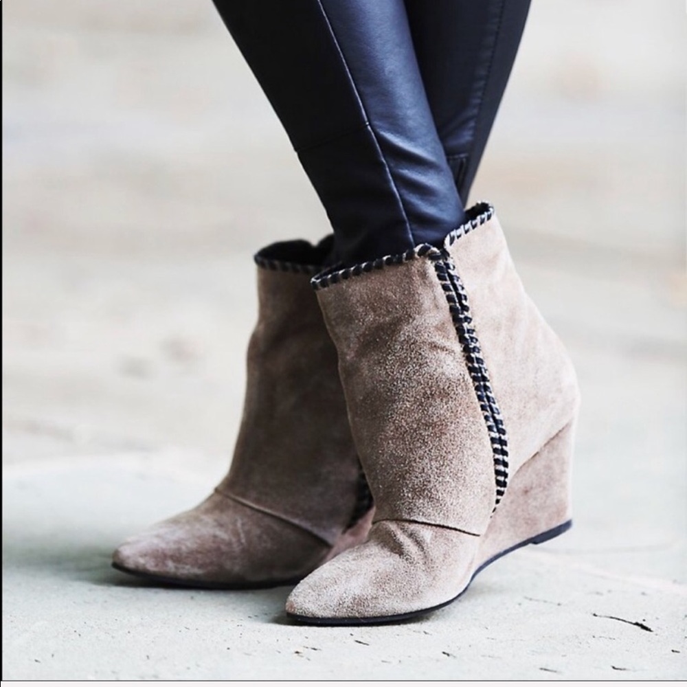 Distressed Stitched Boho Wedge Boots - Picture 2 of 5